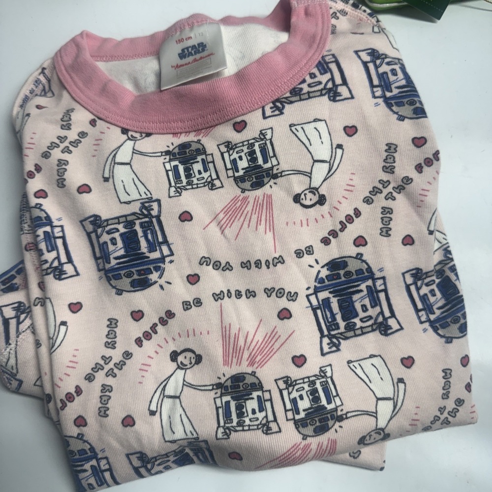 Hanna Andersson x Star Wars Pink Leia & R2D2 Hearts Pajamas Size 150/12